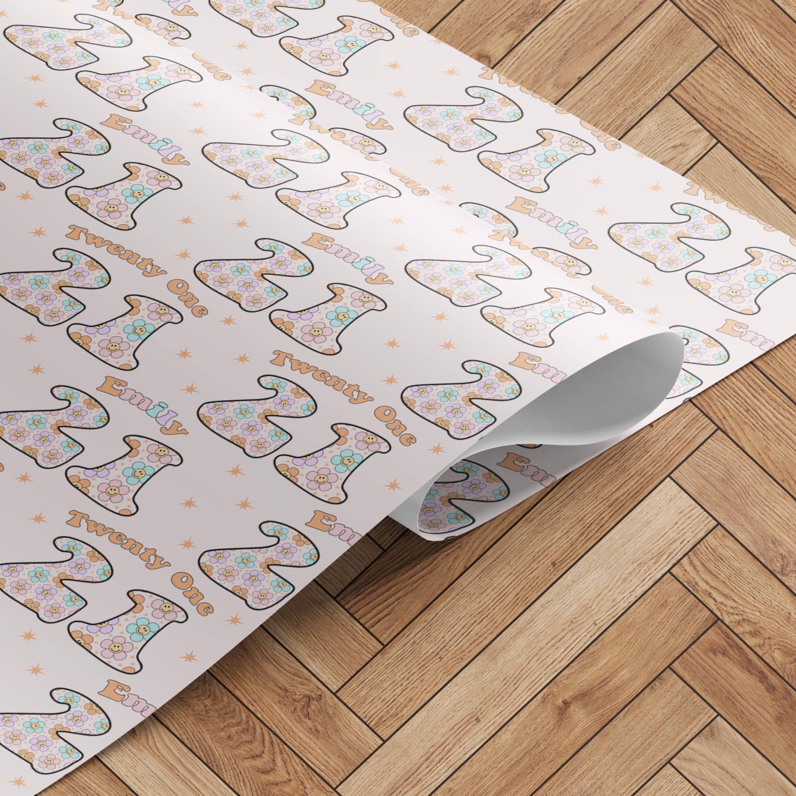 Personalised Birthday Retro Daisy Wrapping Paper