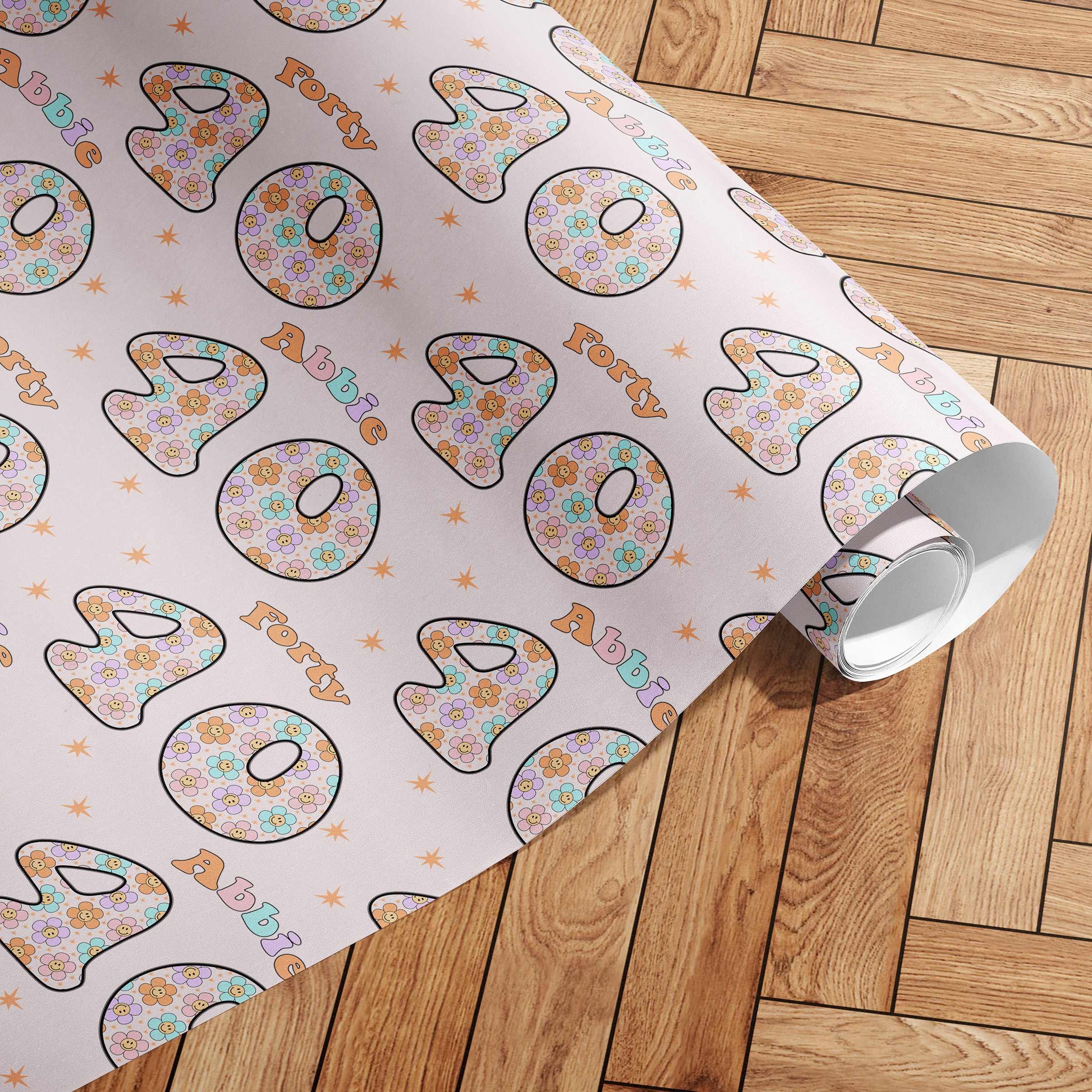 Personalised Birthday Retro Daisy Wrapping Paper