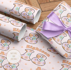 Personalised Birthday Retro Daisy Wrapping Paper