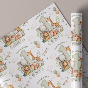 Boys Safari 1st Birthday Gift Wrapping Paper