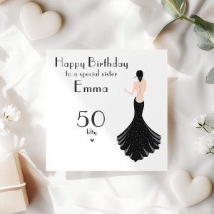 Birthday Black Dress with hearts card