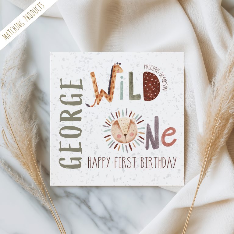Handmade Personalised First Birthday Safari Card