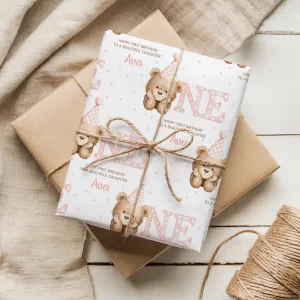 Girls 1st Birthday Gift Wrapping Paper 3