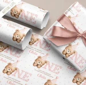 Girls 1st Birthday Gift Wrapping Paper