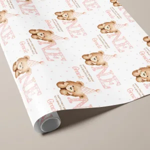 Girls 1st Birthday Gift Wrapping Paper