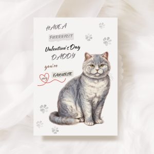 Grey Cat Valentine's Card