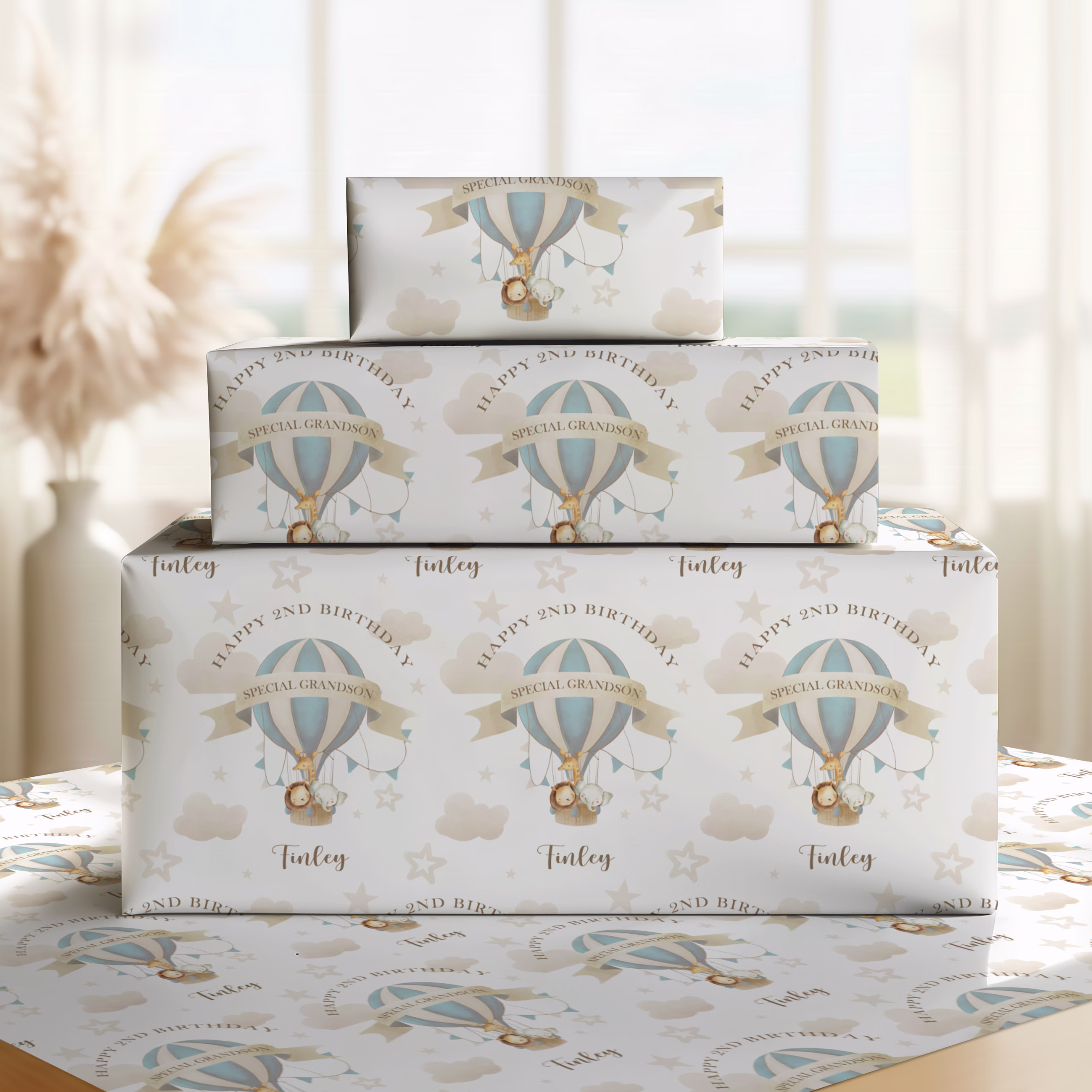 Hot Air Balloon Birthday Gift Wrapping Paper