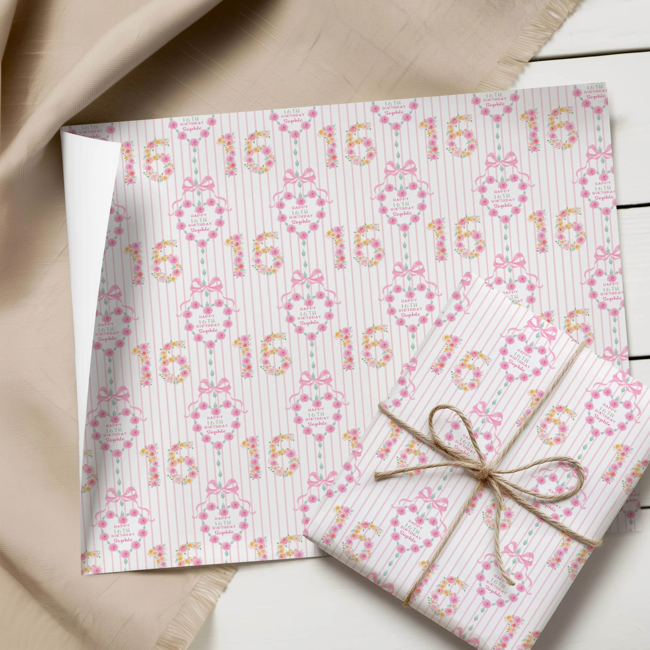 Personalised 16th Birthday Gift Wrapping Paper