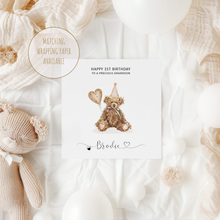 Handmade Personalised Birthday Card ‘Teddy Bear’