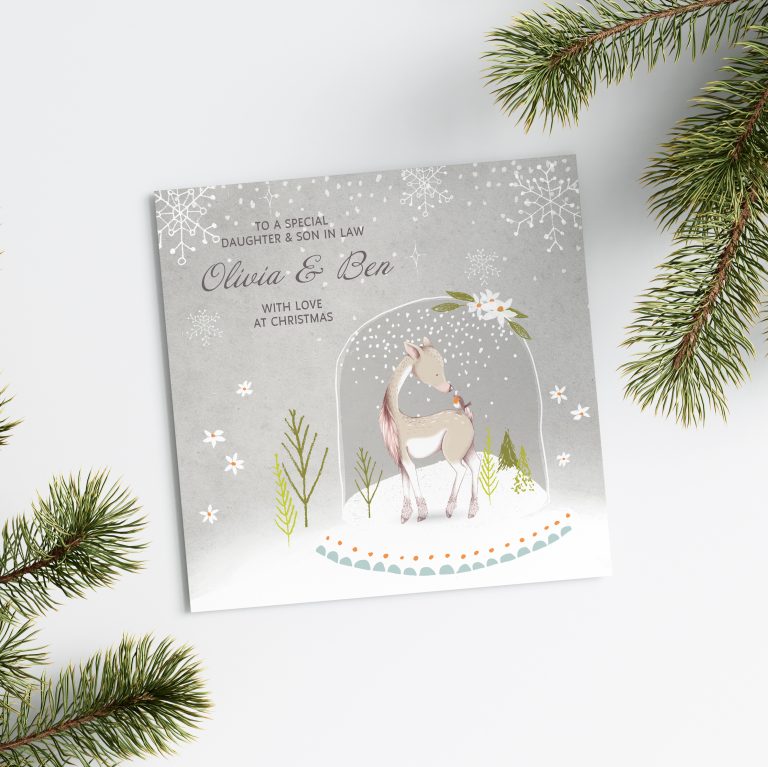 Handmade Christmas Card ‘Reindeer Globe’
