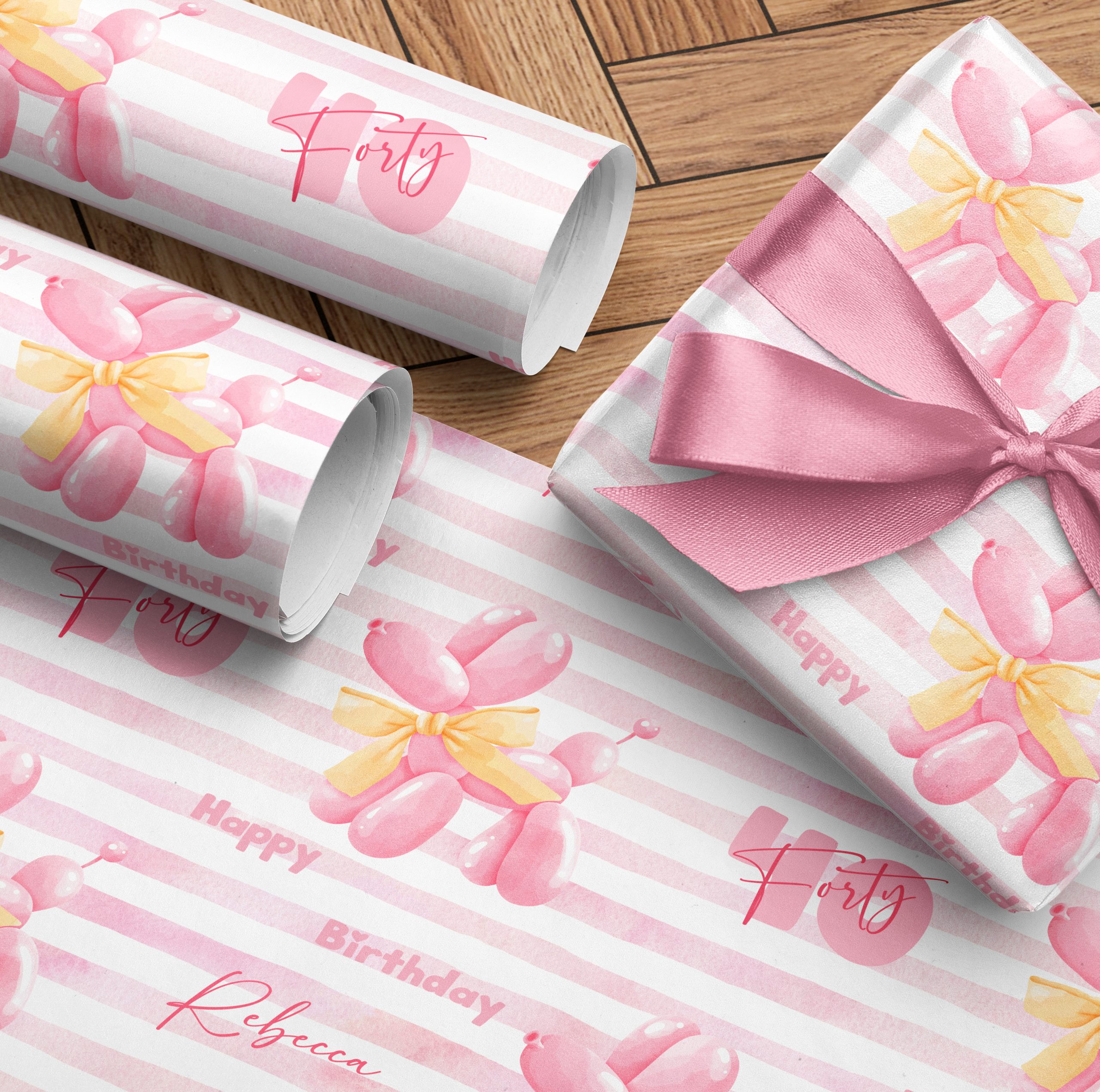 Personalised Dog Balloon Birthday Wrapping Paper