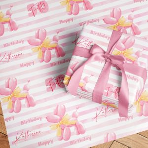 Personalised Dog Balloon Birthday Wrapping Paper
