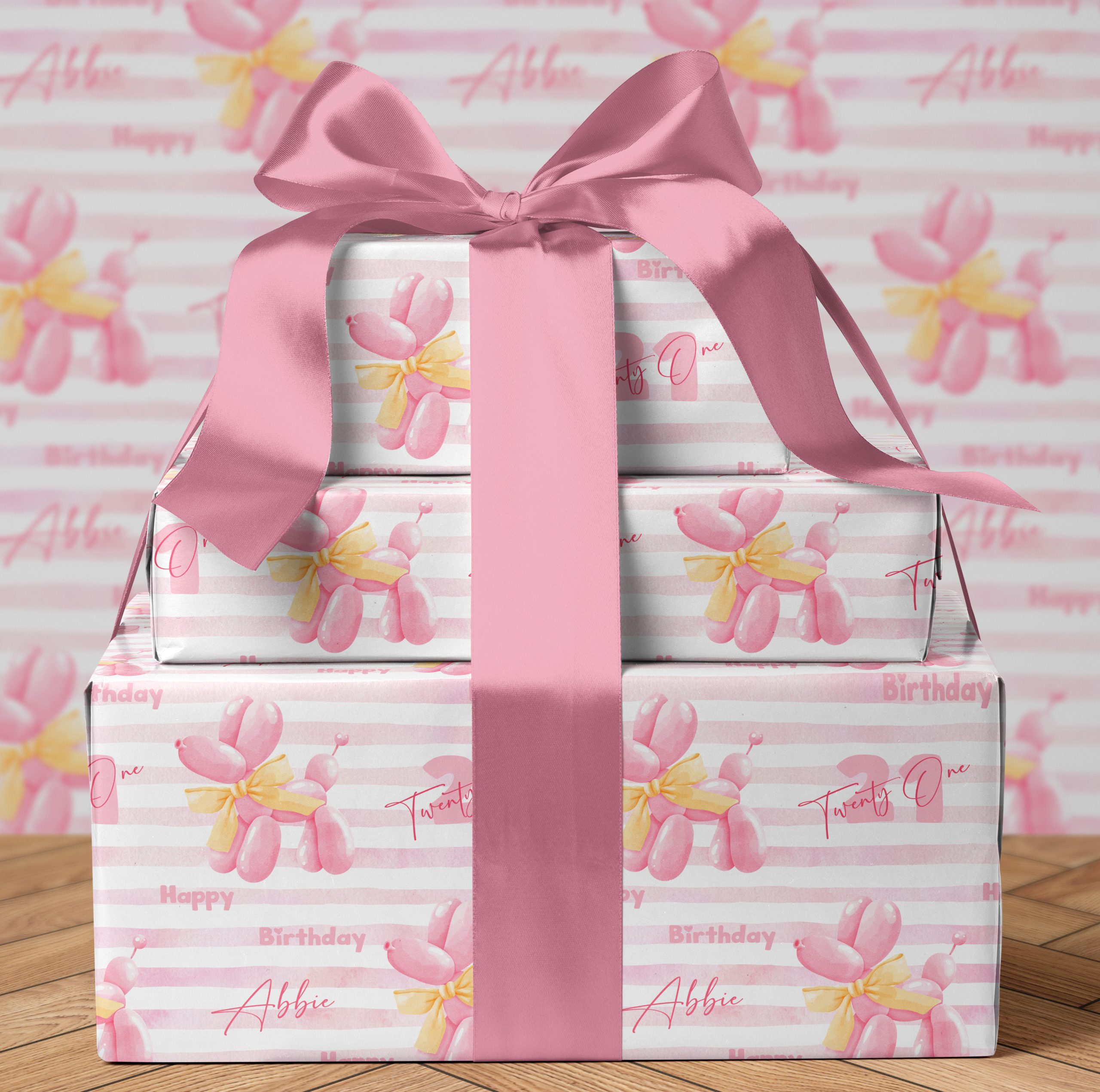 Personalised Dog Balloon Birthday Wrapping Paper