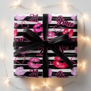 Personalised Lipstick Birthday Gift Wrapping Paper