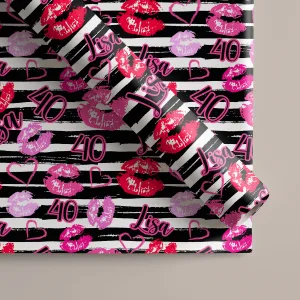 Personalised Lipstick Birthday Gift Wrapping Paper