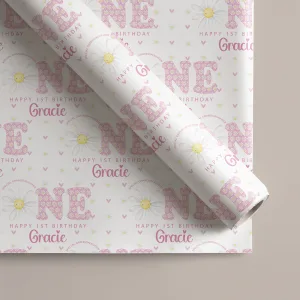 Girls 1st Birthday Gift Wrapping Paper