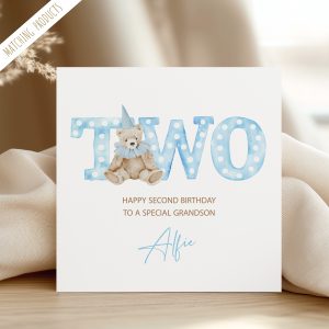 Boys Personalised 2nd Birthday Card