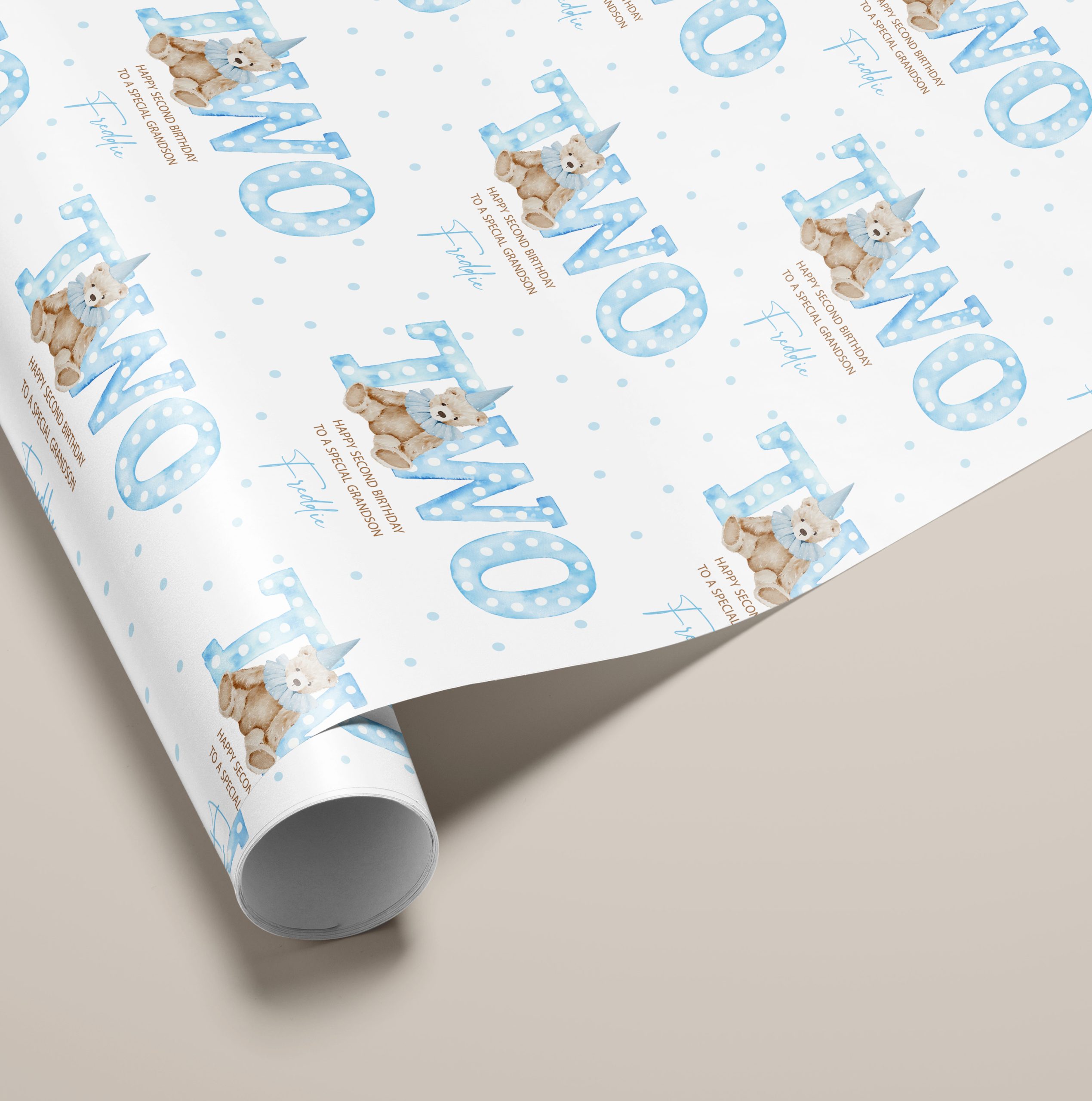 Boys Personalised 2nd Birthday Gift Wrapping Paper
