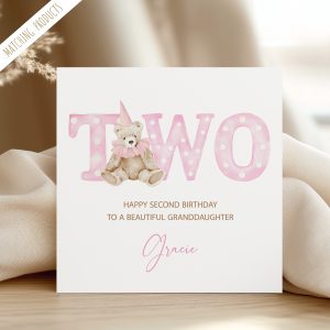 Girls Personalised 2nd Birthday Card