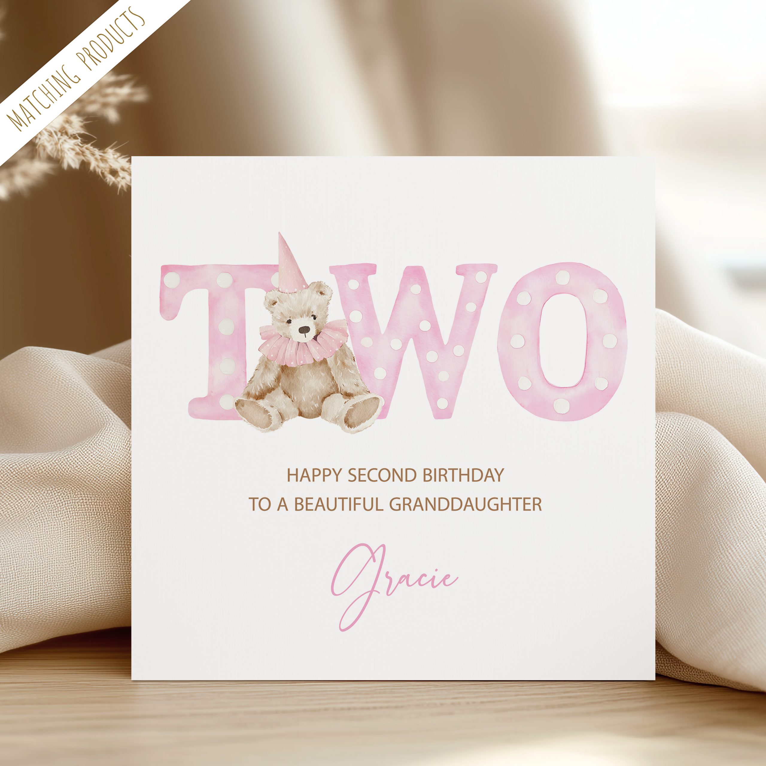 Girls Personalised 2nd Birthday Card