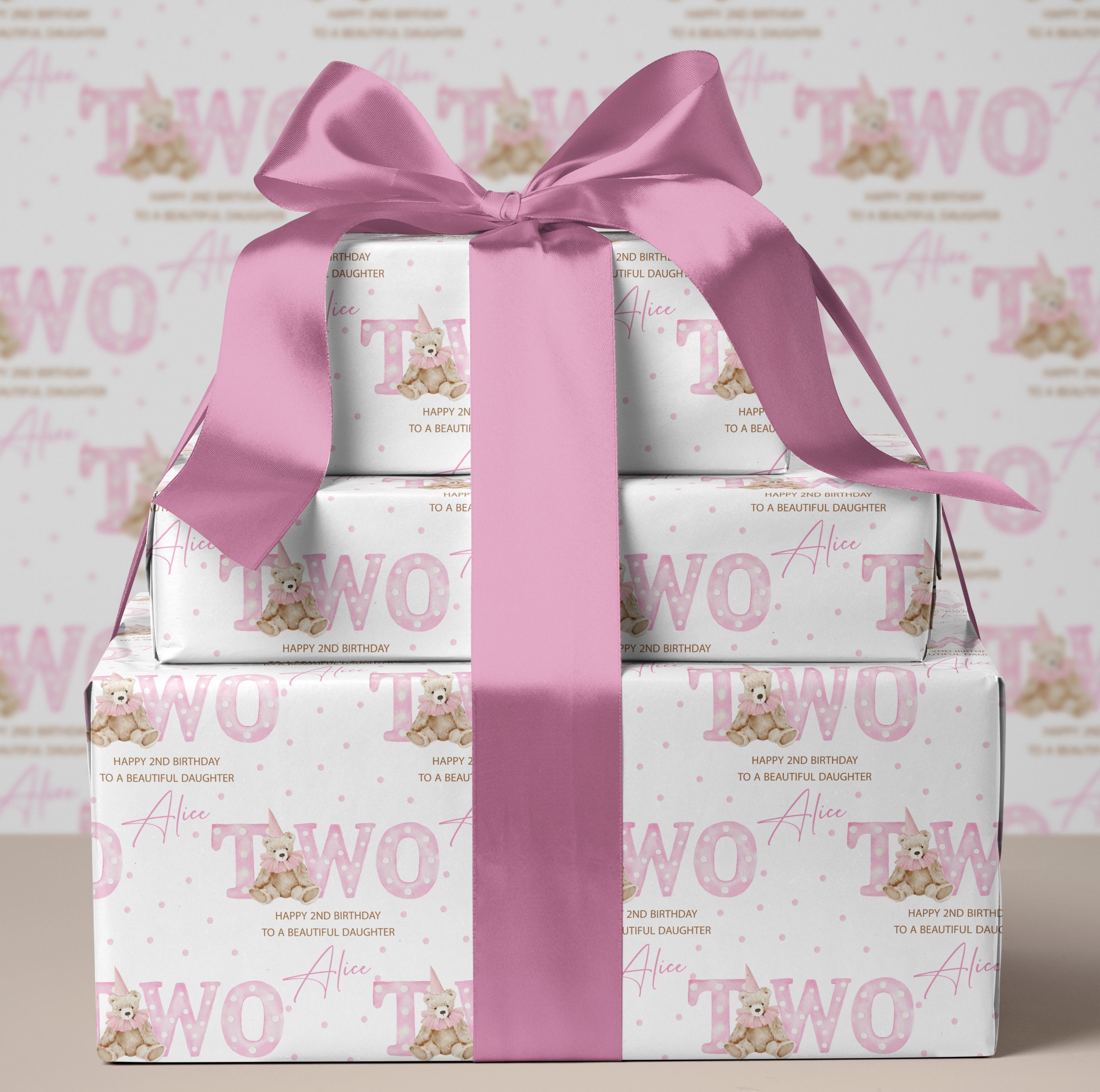 Personalised Pink Gift Wrapping Paper