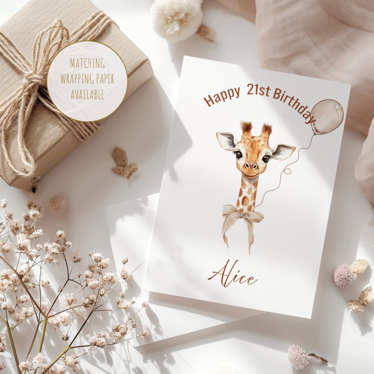 Handmade Personalised Giraffe Birthday Card