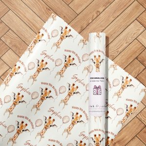 Personalised Giraffe Birthday Wrapping Paper