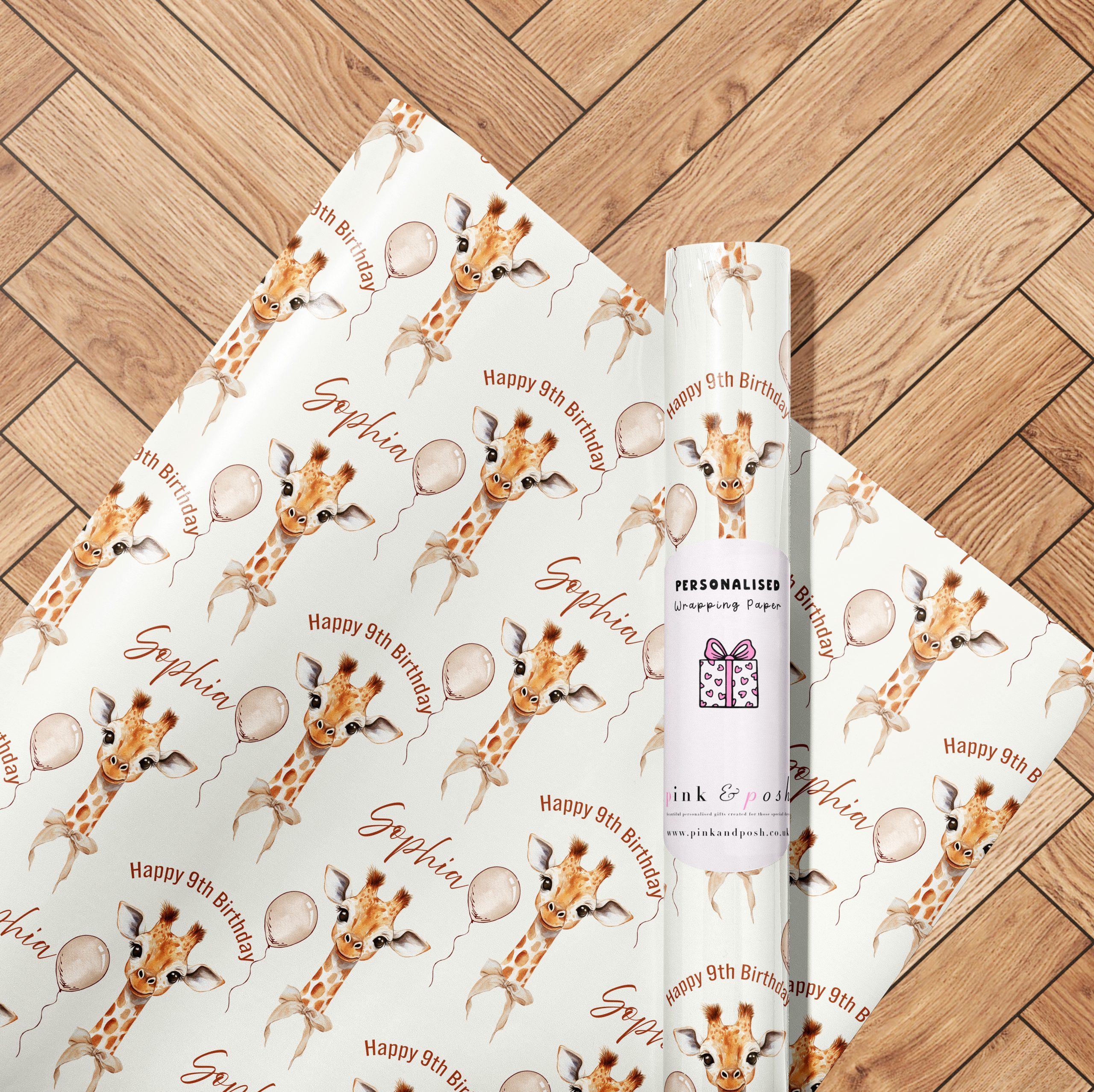 Personalised Giraffe Birthday Wrapping Paper