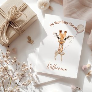 Personalised Giraffe Baby Shower Card