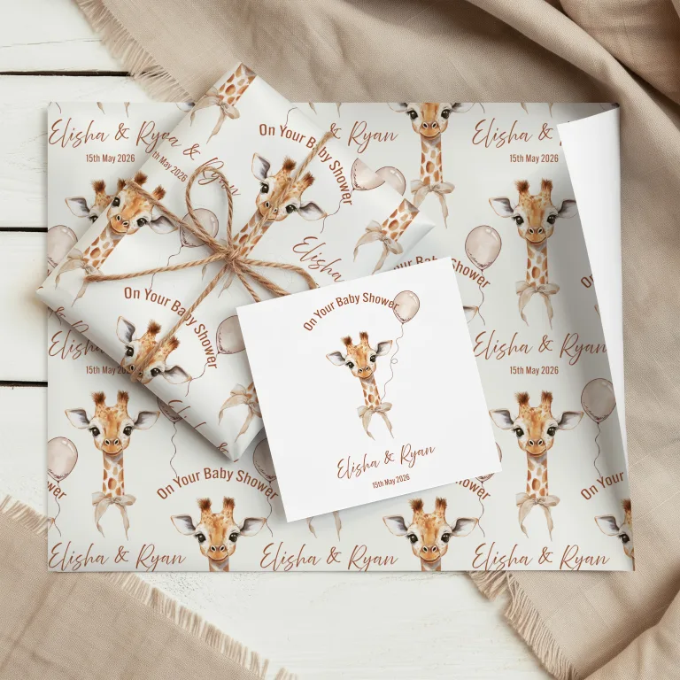 Personalised Giraffe Baby Shower Card