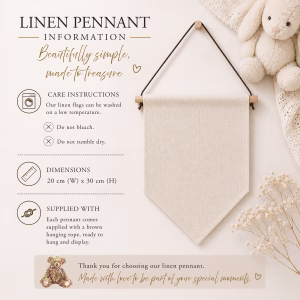 Cute Personalised Baby's Linen Teddy Bear Wall Sign