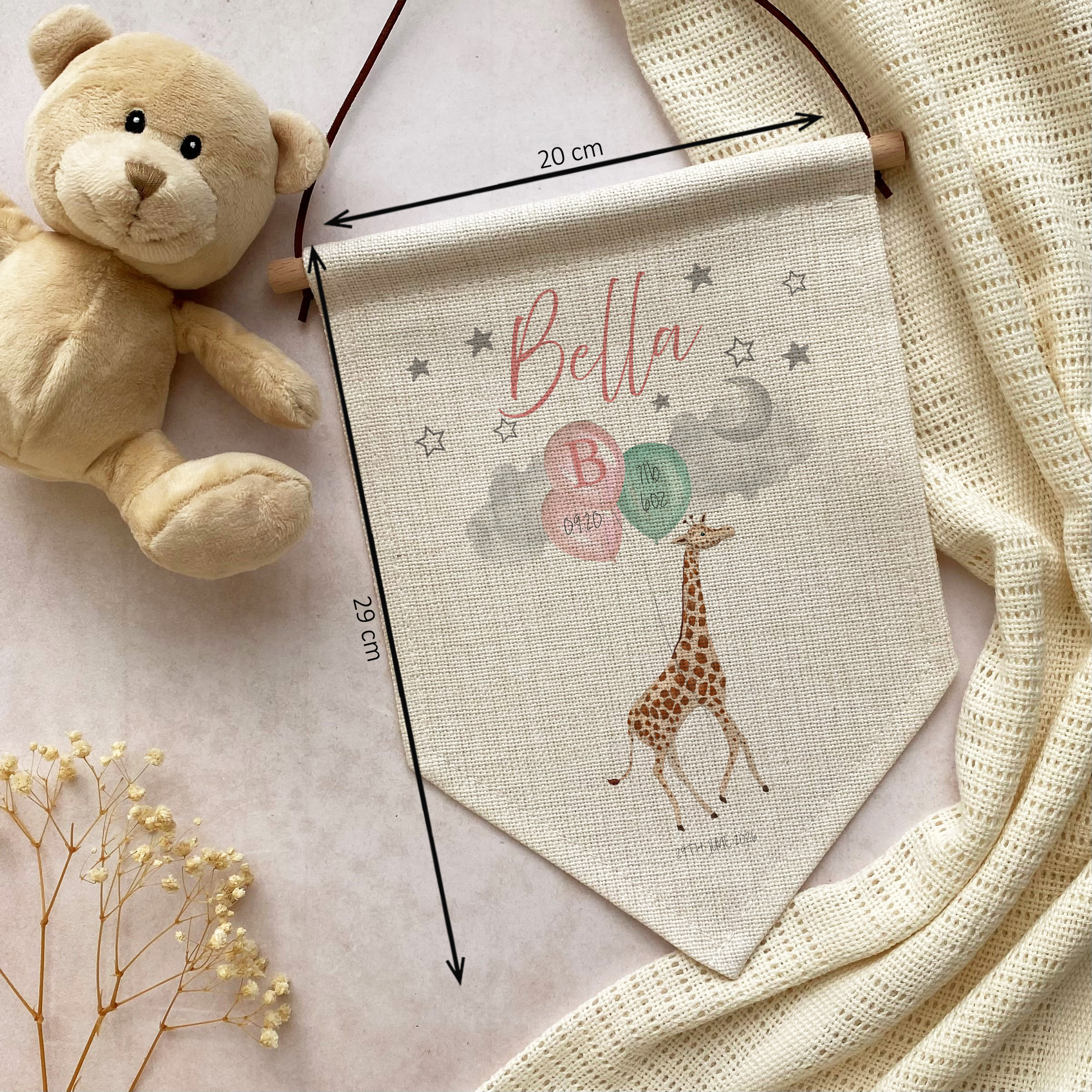 Giraffe Linen Pennant Flag