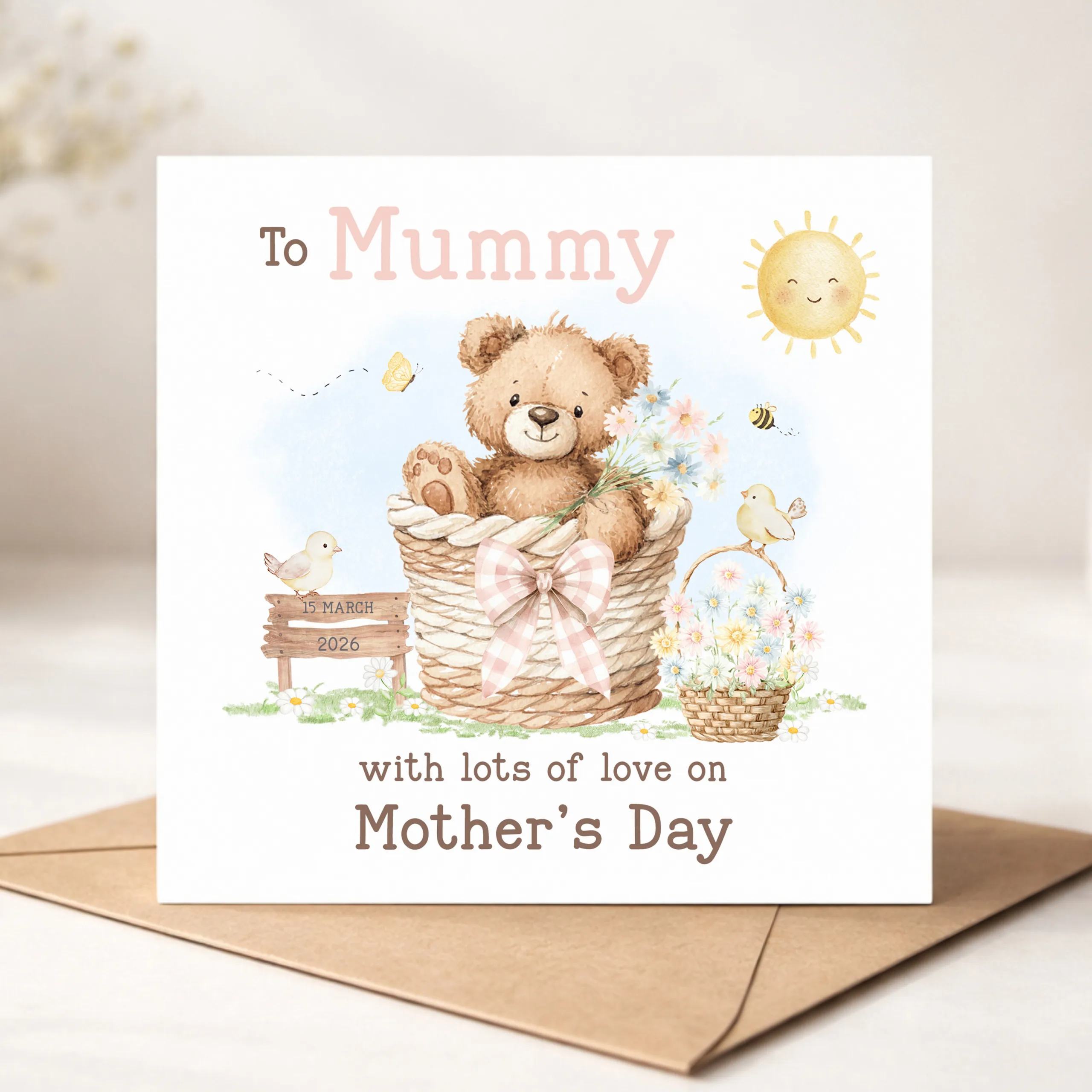 Personalised Teddy Bear Mother's Day Card