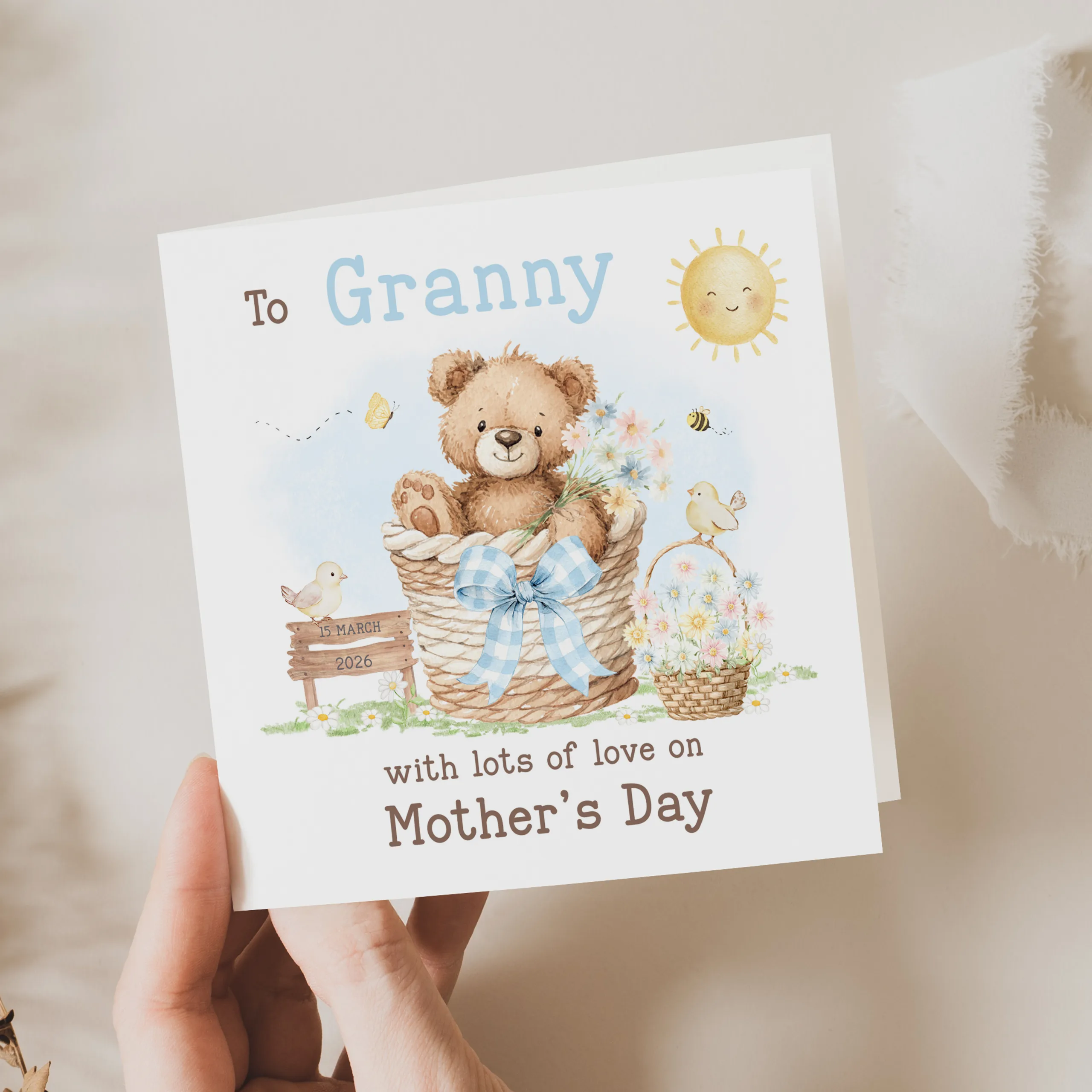 Personalised Teddy Bear Mother's Day Card