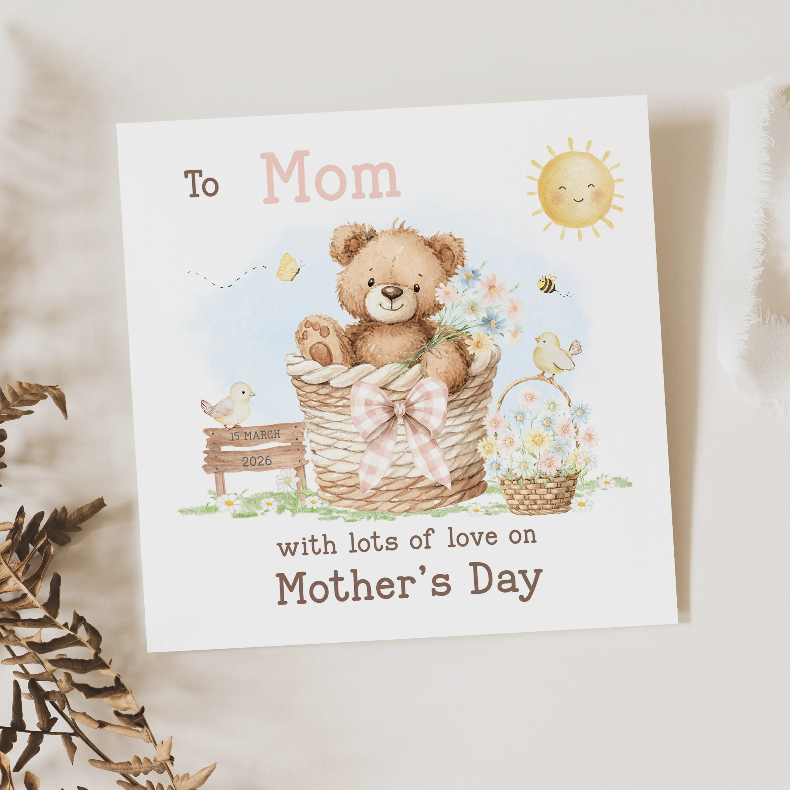Personalised Teddy Bear Mother's Day Card