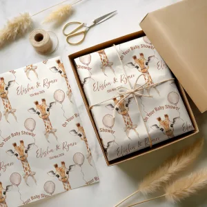 Personalised Baby Shower Giraffe Gift Wrapping Paper