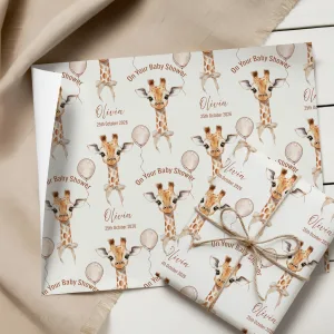 Personalised Baby Shower Giraffe Gift Wrapping Paper