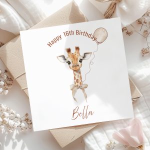 Personalised Giraffe Birthday Card