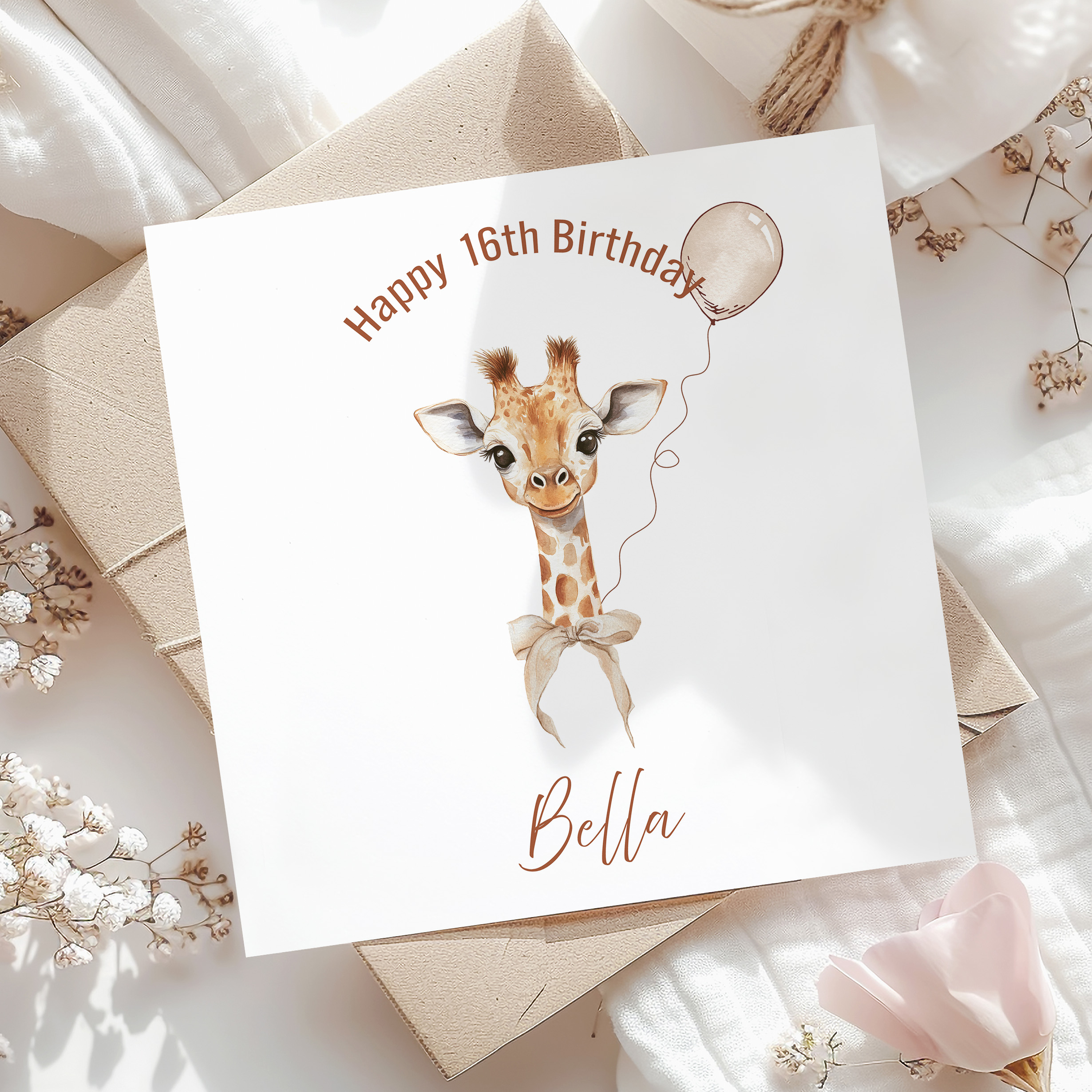 Personalised Giraffe Birthday Card