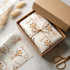 Personalised Giraffe Birthday Wrapping Paper