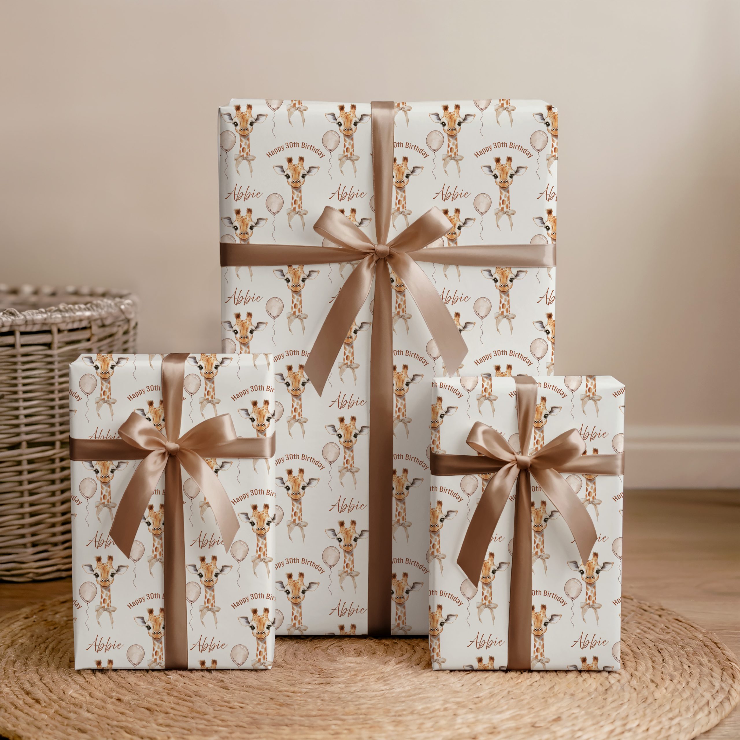 Personalised Giraffe Birthday Wrapping Paper
