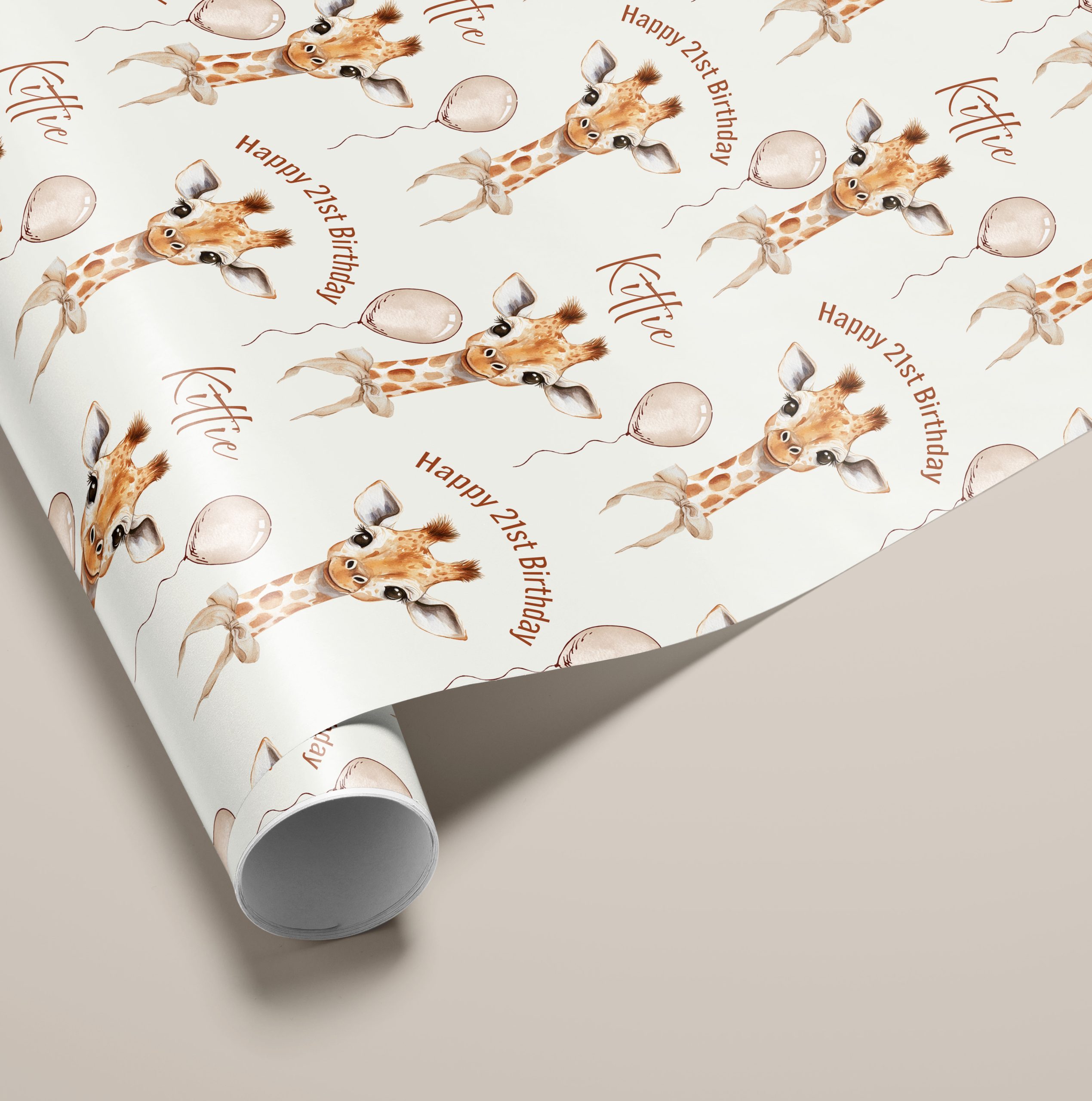 Personalised Giraffe Birthday Wrapping Paper