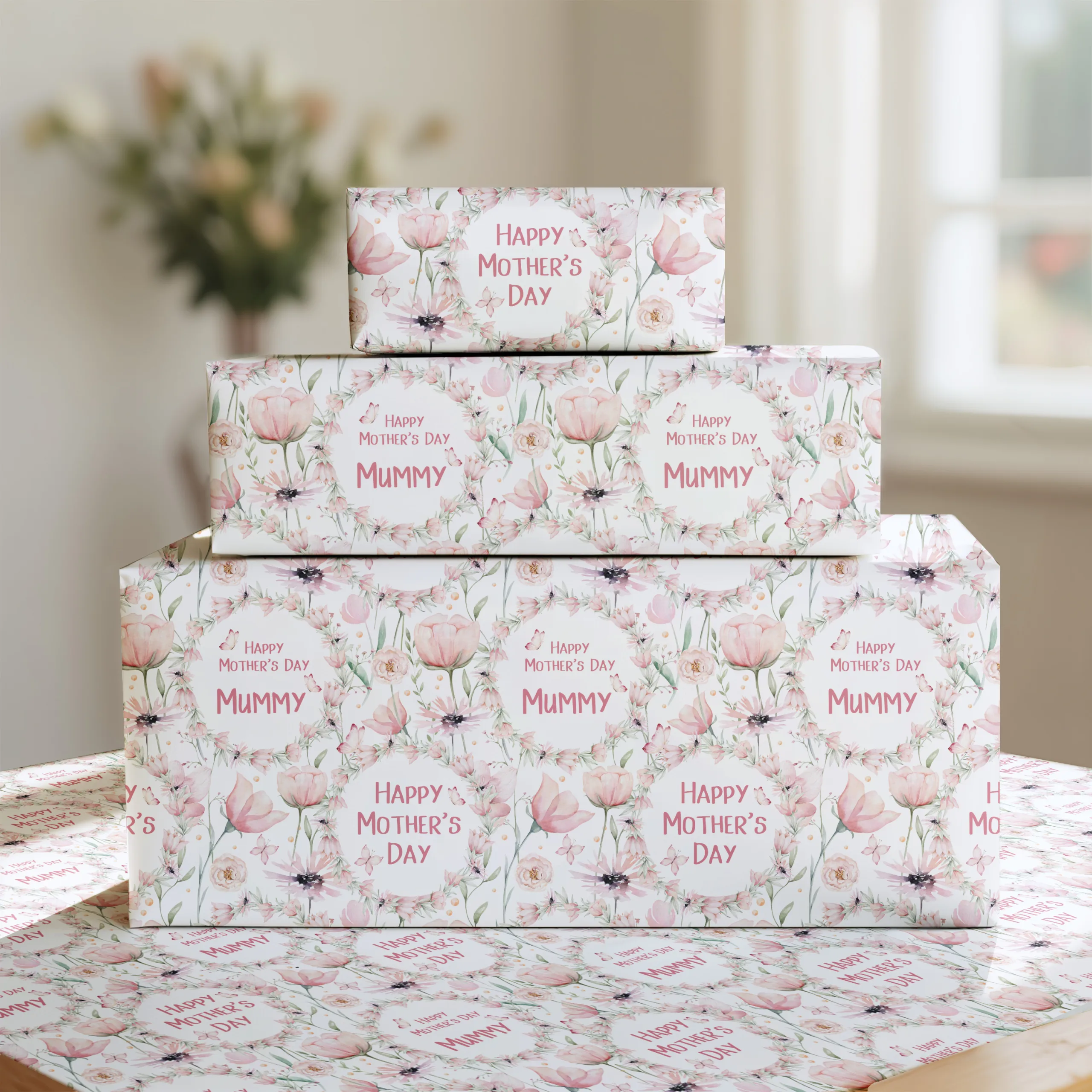 Personalised Mother's Day Floral Gift Wrapping Paper