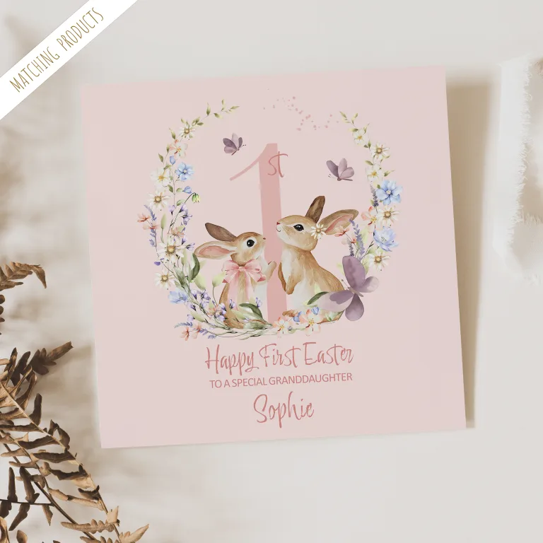 Girls 1st Pink Easter Rabbit Card