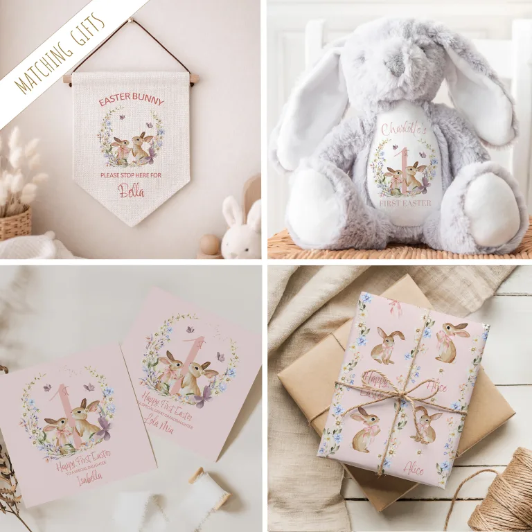 Girls 1st Pink Easter Rabbit Card