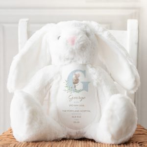 Personalised New Baby Soft Toy Rabbit