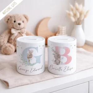 Personalised Money Box For New Baby