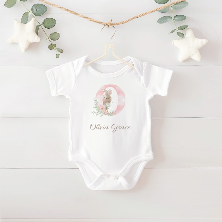 Personalised Short Sleeve Baby Rabbit Onesie