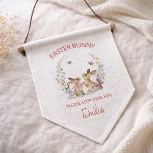 Easter Bunny Stop Here Wall Sign