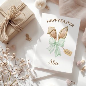 personalised Easter Bunny Ears Easter Card
